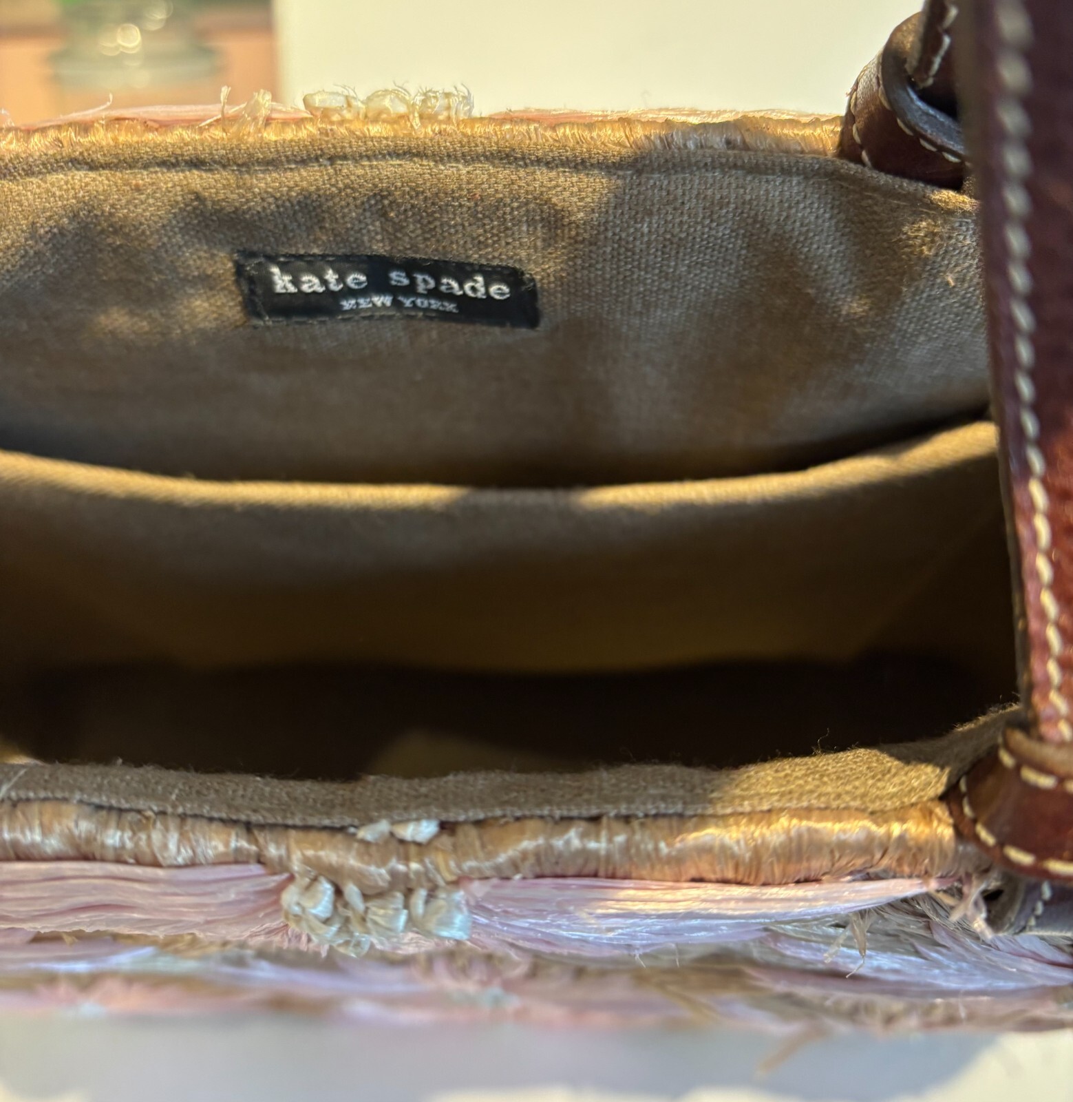 Vintage Kate Spade Cabo Straw Pink And Brown Floral Tote