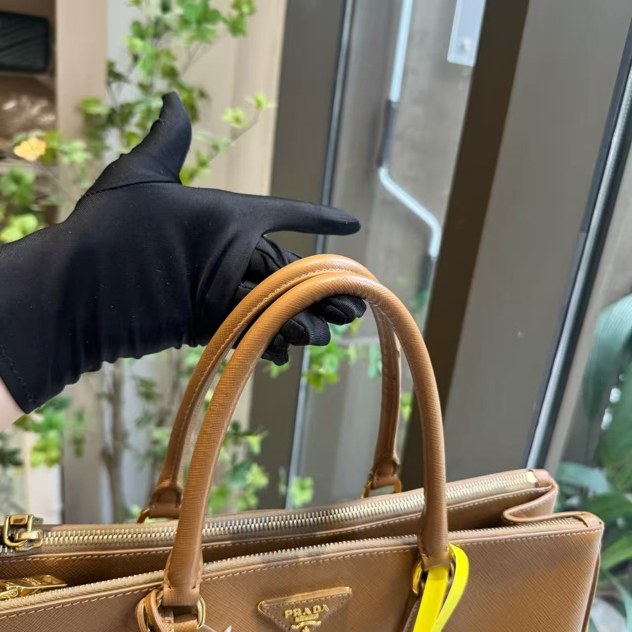 Prada Galleria Cognac Brown Large Saffiano Leather Top Handle Crossbody Bag