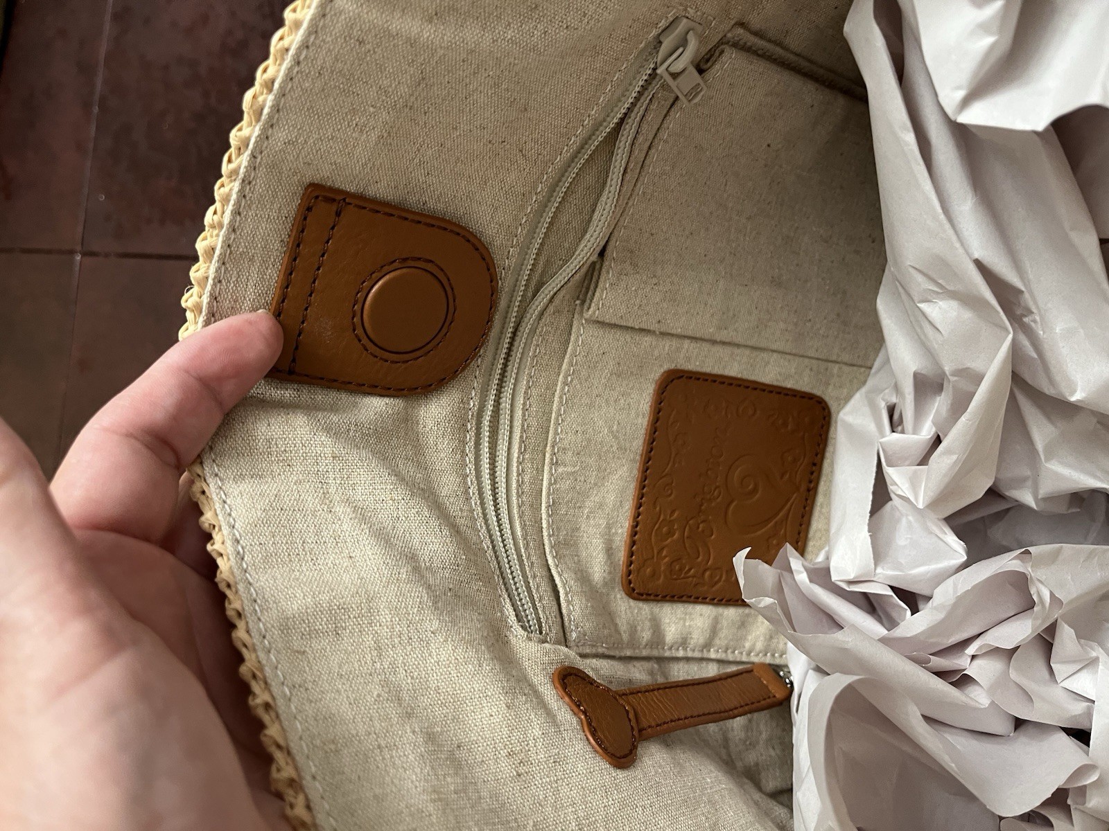 BRIGHTON Madagascar Blossom Embroidered Raffia Straw Tote
