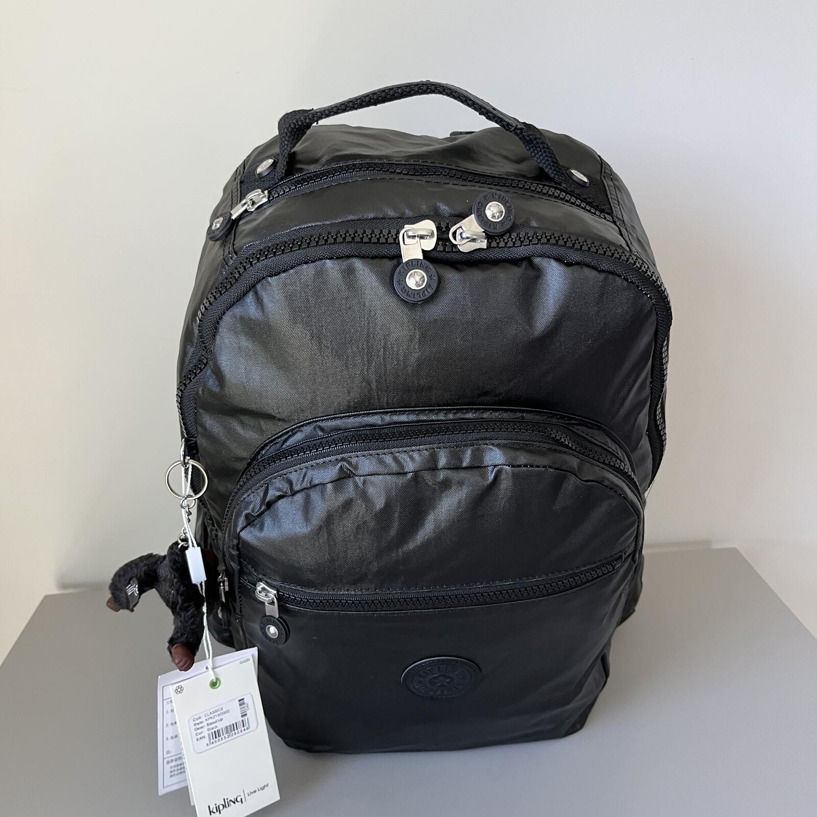 Kipling Seoul Up 17″ Laptop Extra Large Backpack in Shining Black NWT