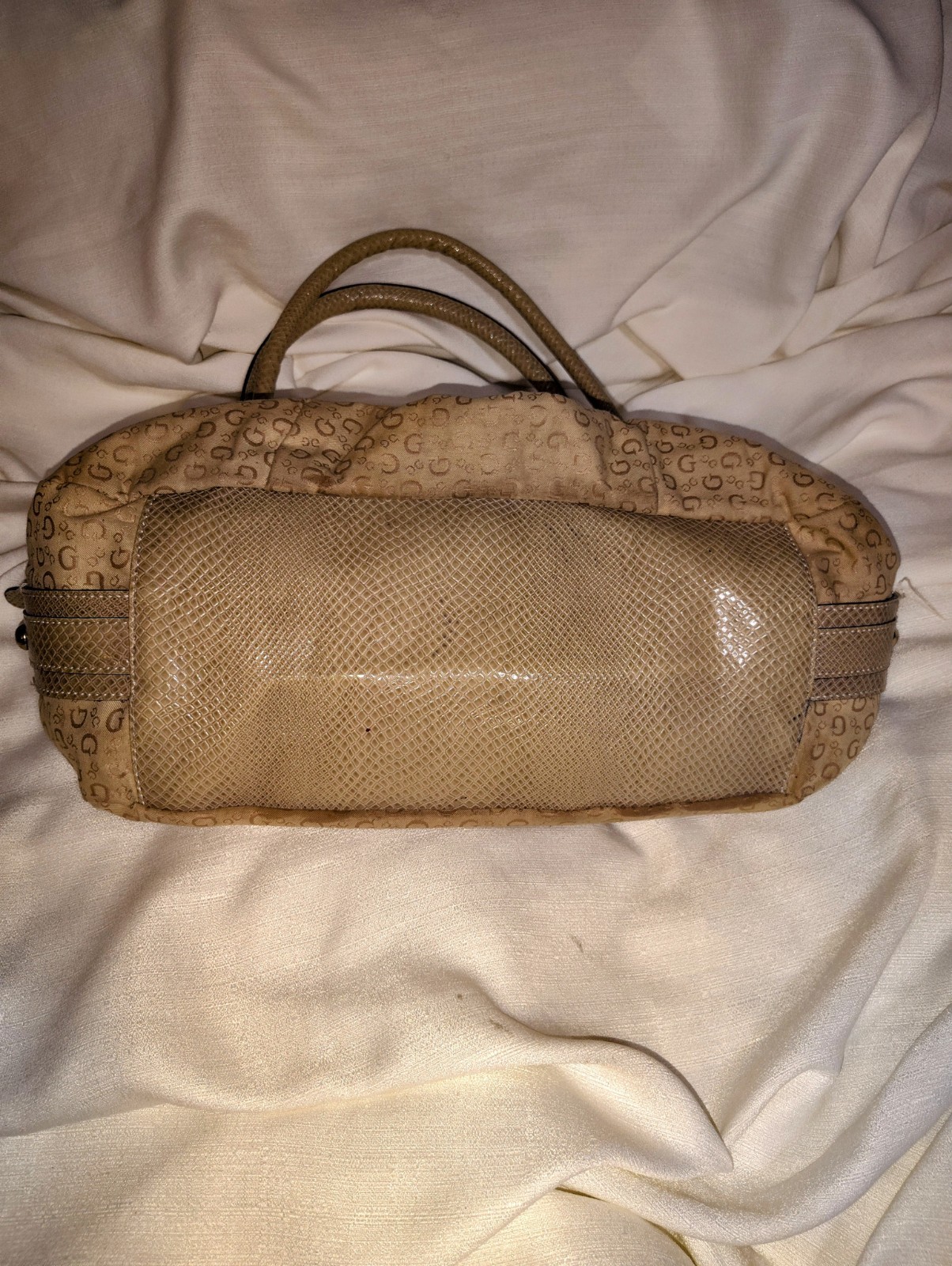 GUESS BY MARCIANO BROWN LOGO WORLD BAG SATCHEL with Snake Skin MSR$105