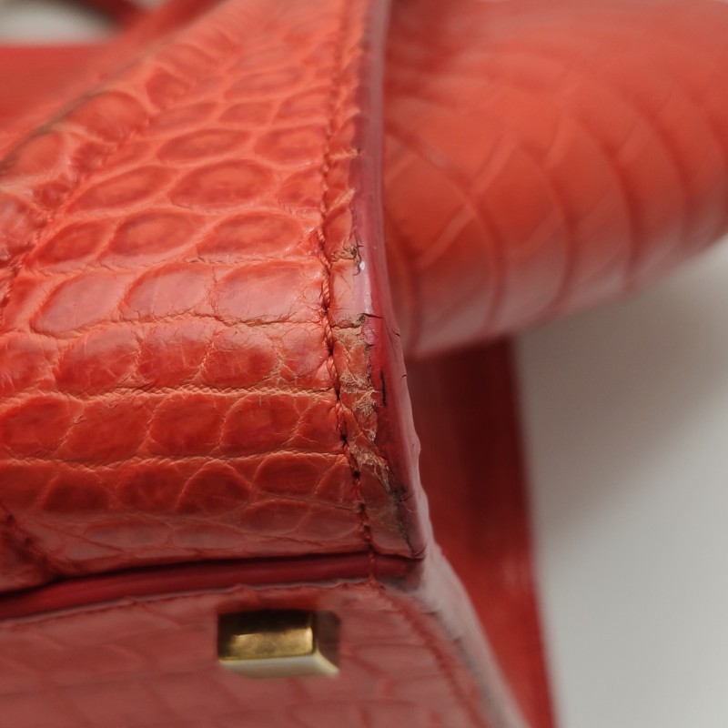 Celine Luggage Mini Red Croc Embossed Cowhide Carry Personal Items Duty Paid