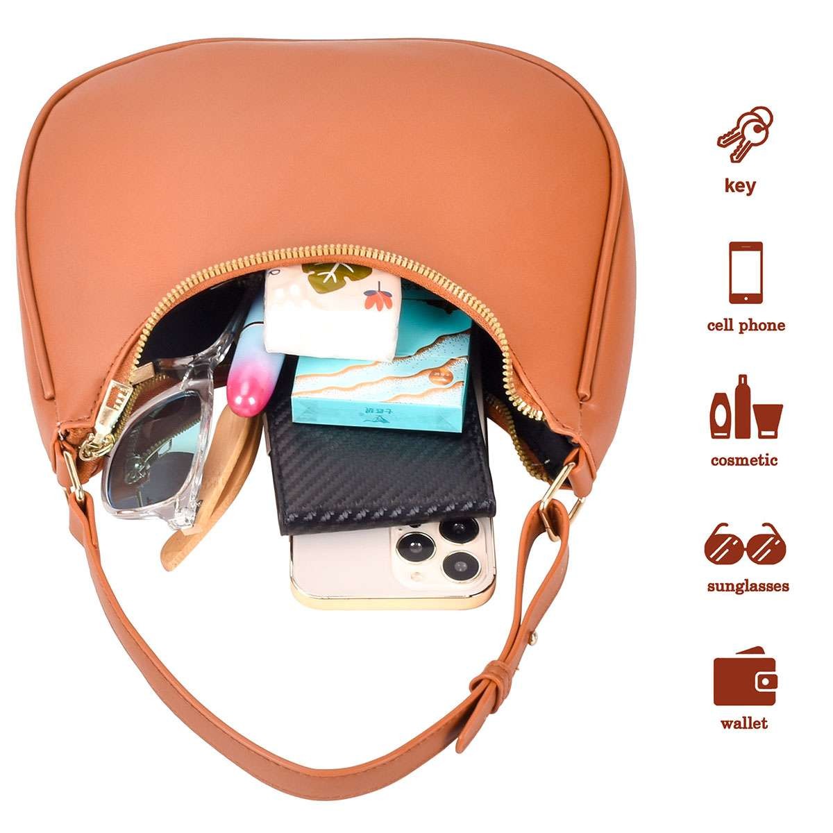 Womens Crescent Shape Underarm Bag Crossbody Bag Sling Shoulder Purse Small