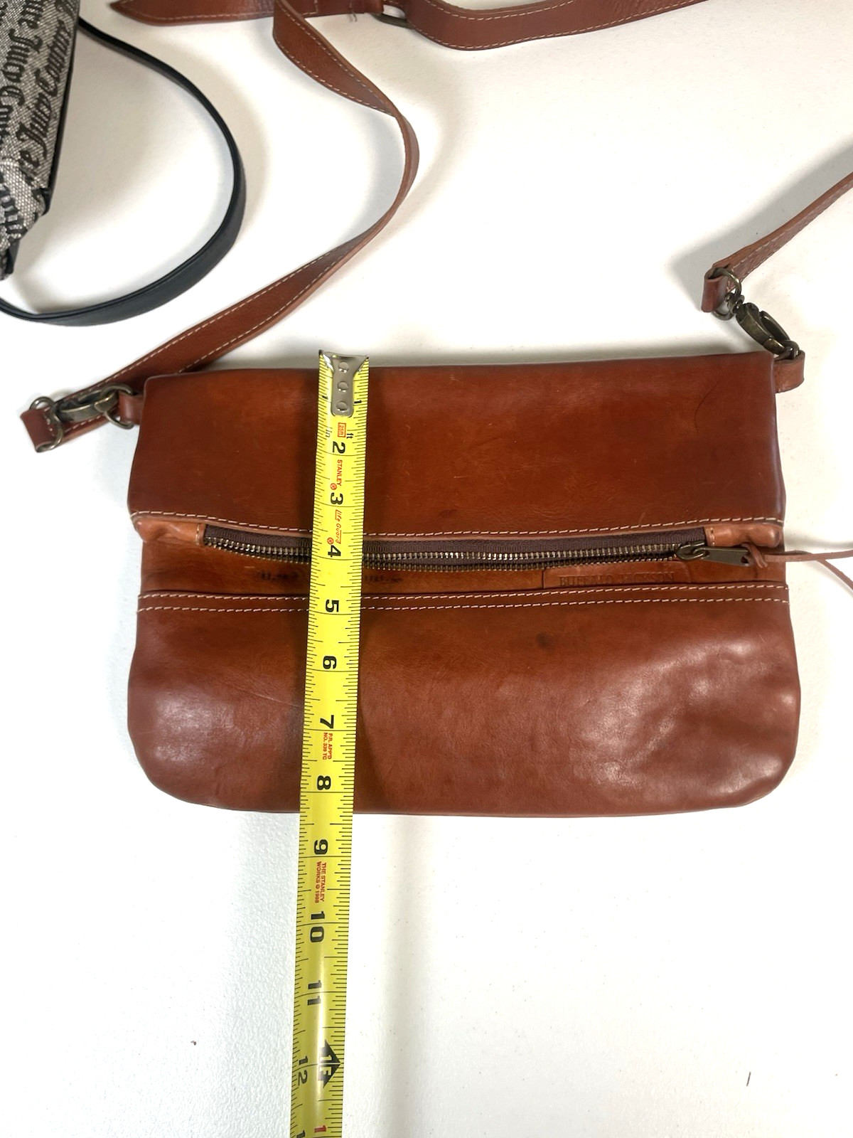 Buffalo Jackson Brown Leather Fold Over Crossbody Bag Handbag Purse Madison
