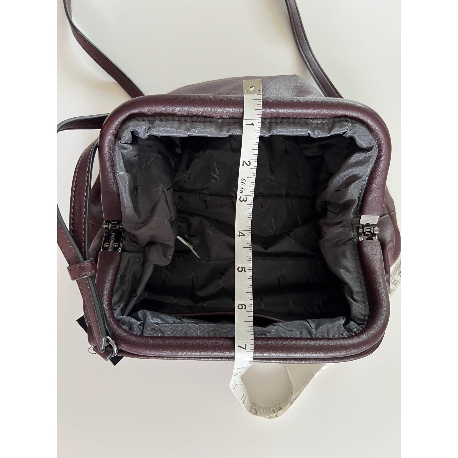 Simply Vera Vera Wang Burgundy Ruched Cloud Crossbody Bag Faux Leather Plum NEW