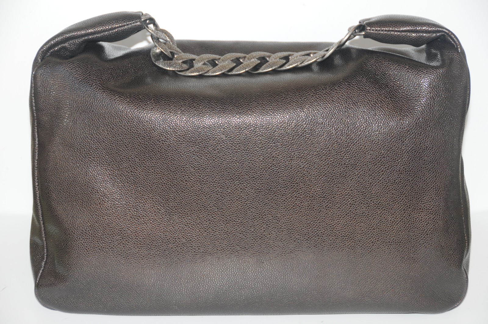 New in BOX CHANEL Classic LARGE Dark Chocolate Brown Soft CAVIAR Leather Bag