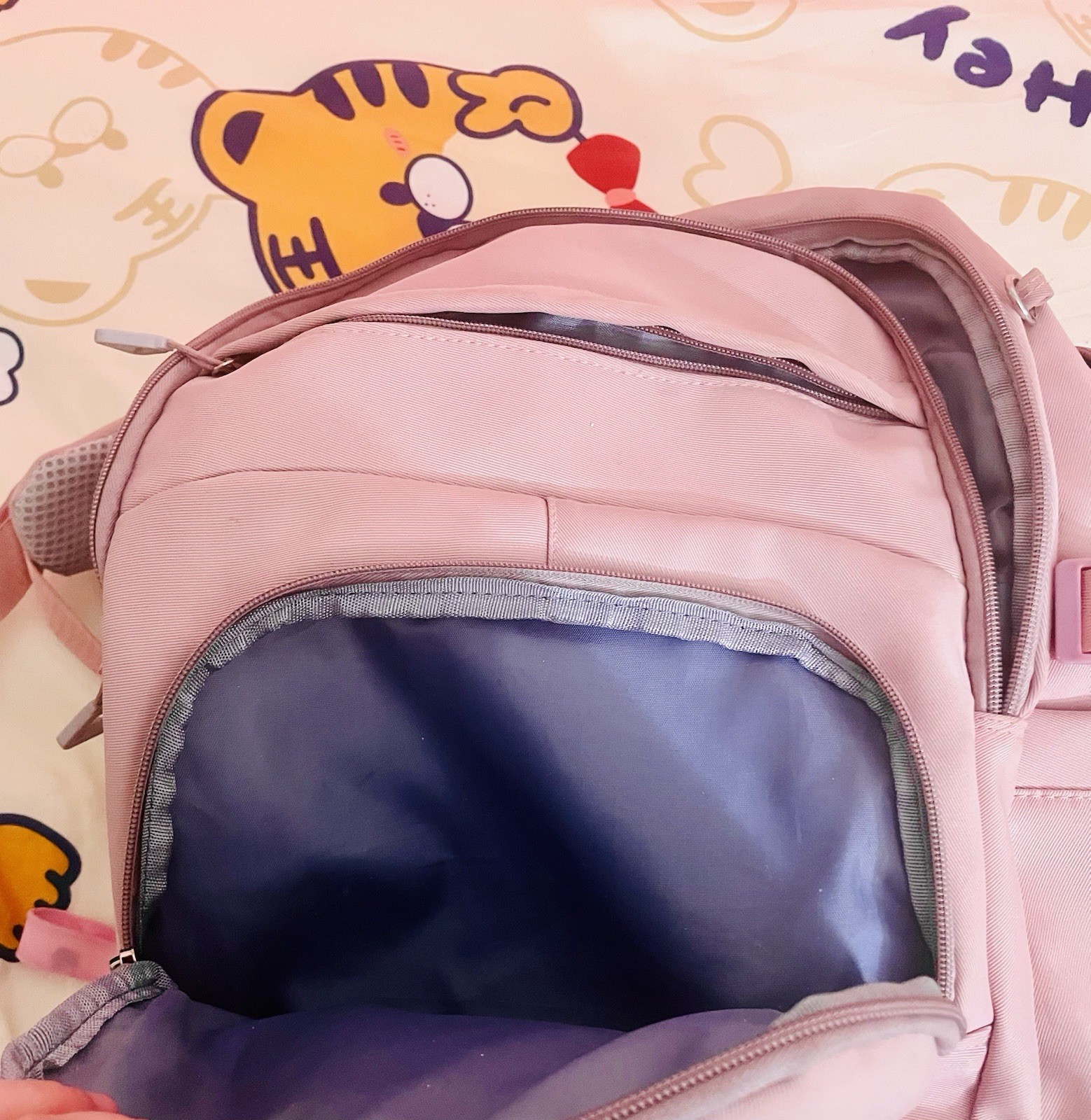 Pink/Blue Large Adults School Backpack 6 compartments Padded Adjustable Straps