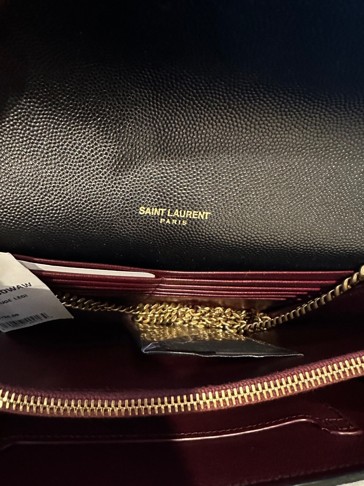 Saint Laurent Cassandra YSL Wallet on Chain Grained Black Leather Crossbody