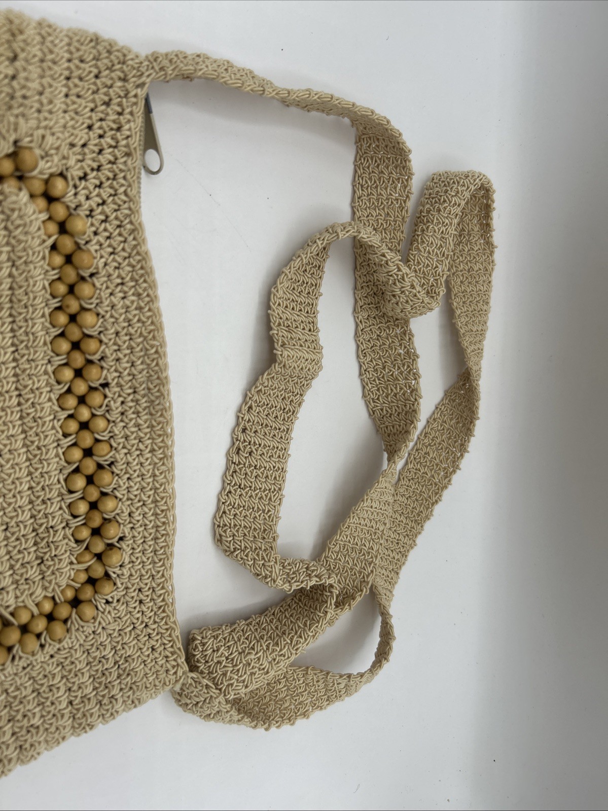 Kathie Lee Knit Beaded Crossbody Purse Cotton Blend Vintage Boho