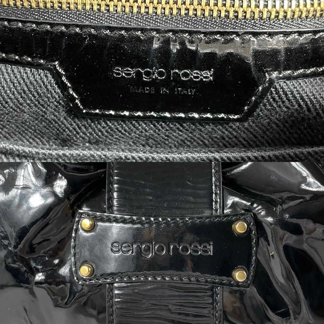 Sergio Rossi Shoulder bag Patent leather Black Vintage From Japan Y2K