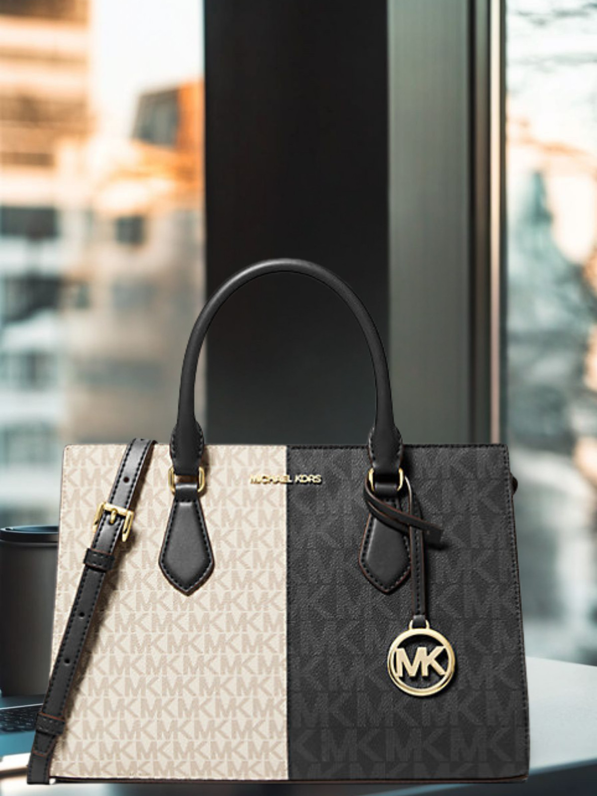 Michael Kors Sheila Women Medium Satchel Bag Black Multi Messenger Purse Handbag