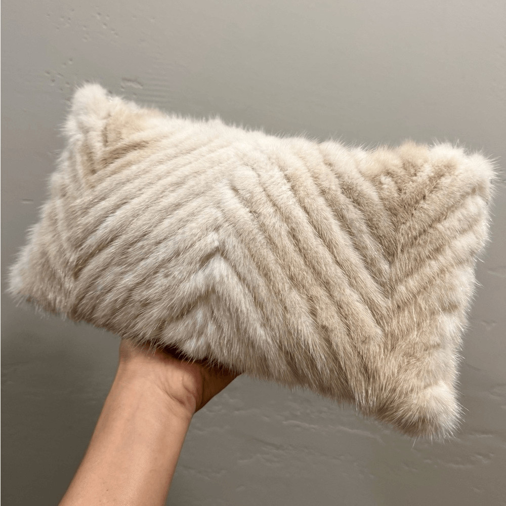 Cream Real Mink Fur Handmade Soft Slouchy Bag/Clutch/Shoulder Bag/Crossbody
