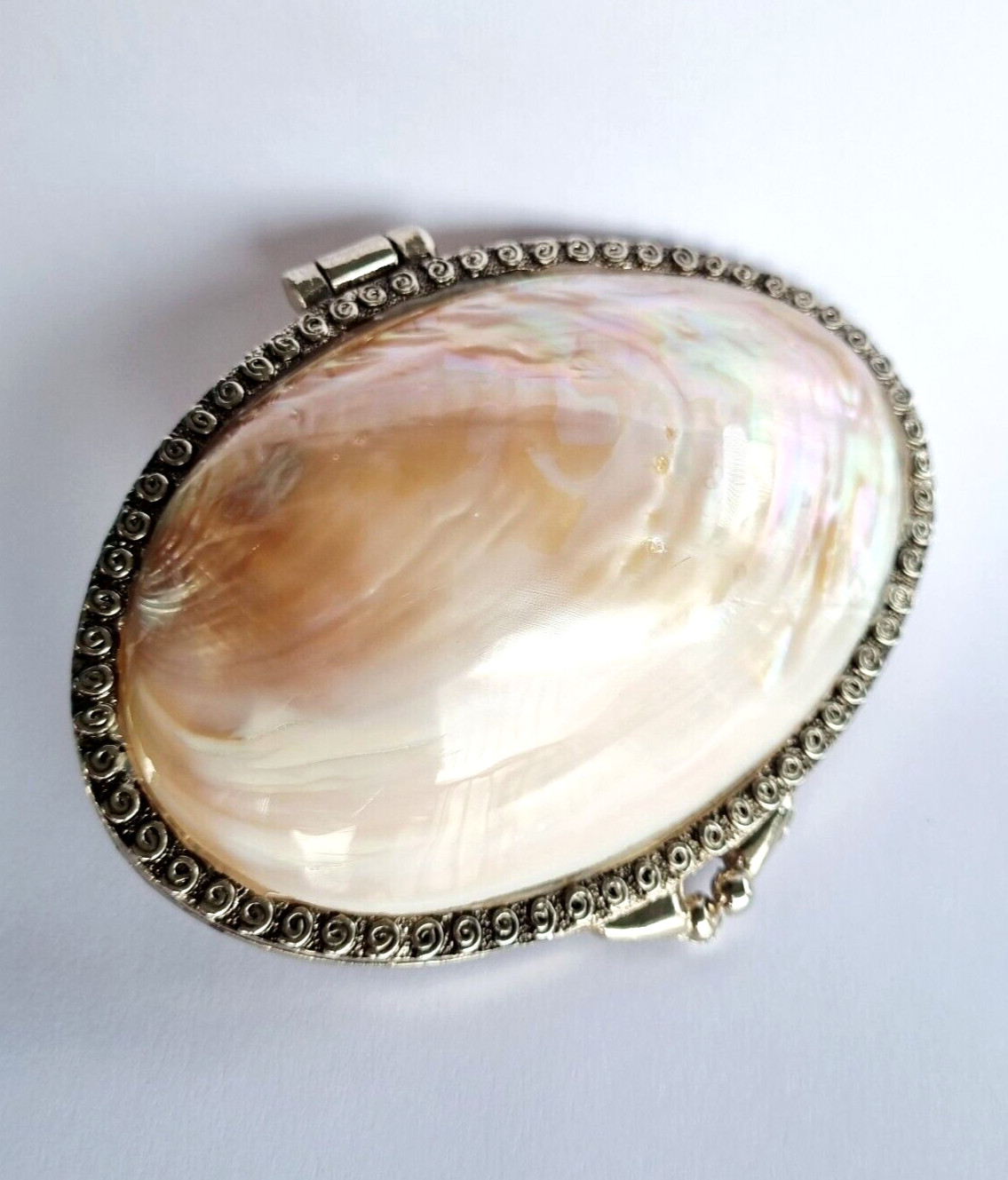 5″ Shell Mother Of Pearl Clutch Bag Purse Dinner Party White Small Lady Vtg Gift