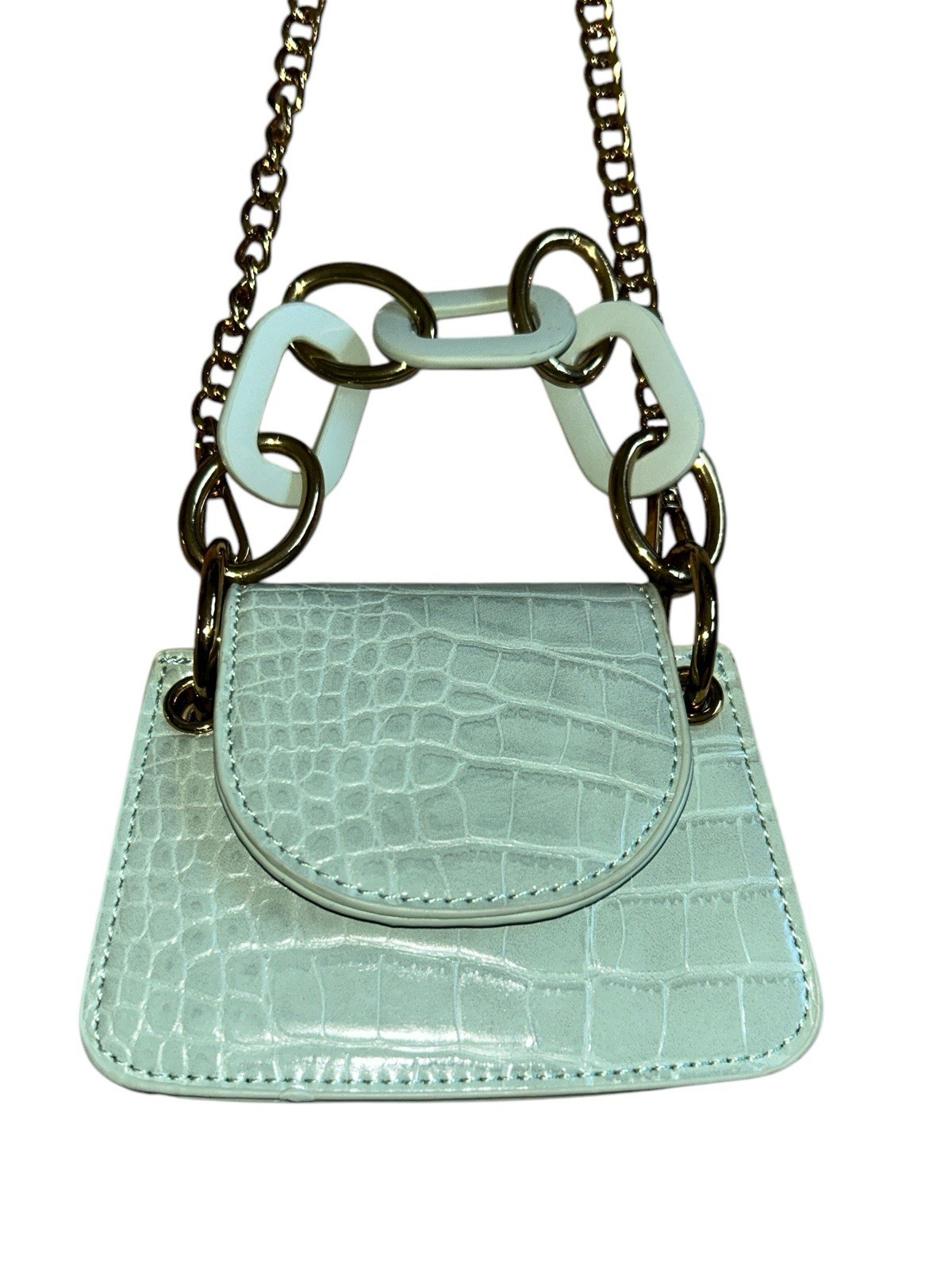Melie Bianco Extra Micro Mini Hand Bag Peta Croc-Embossed Wristlet Crossbody