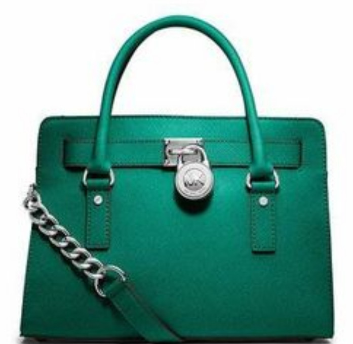 Michael Kors east / west hamilton satchel Medium Aqua color