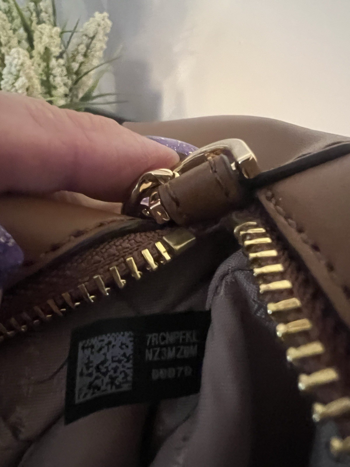 Michael Kors Signature MK Logo Zip Small Crossbody Brown/Black Gold