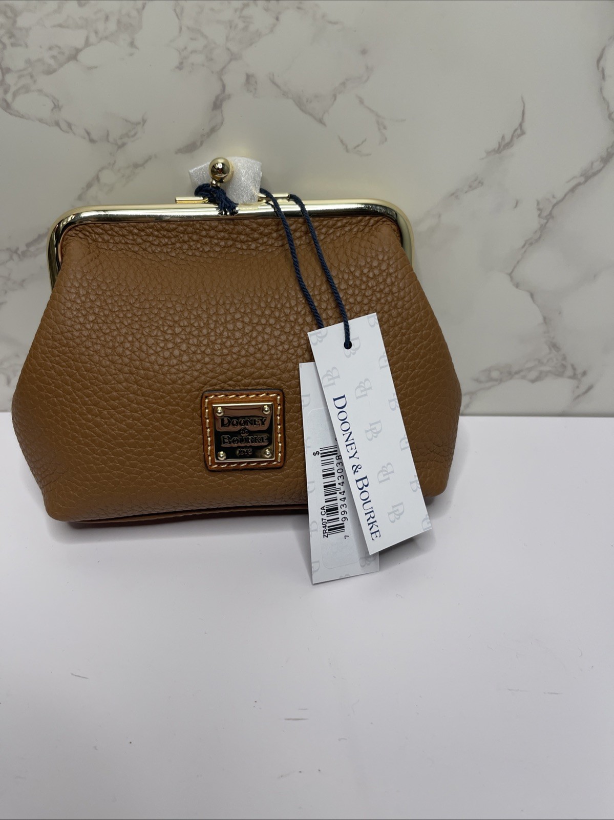 Dooney & Bourke Pebble Grain Large Framed Purse-Kiss Lock New *Caramel*