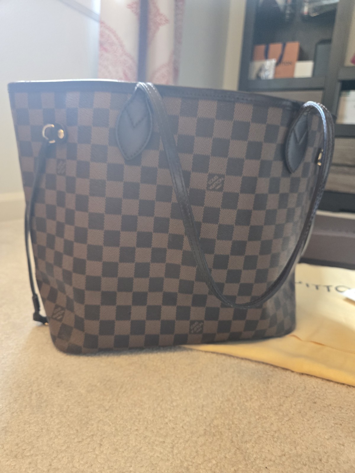 Louis Vuitton Neverfull MM Damier Ebene Brown Medium Tote w/ Dust Bag & Box
