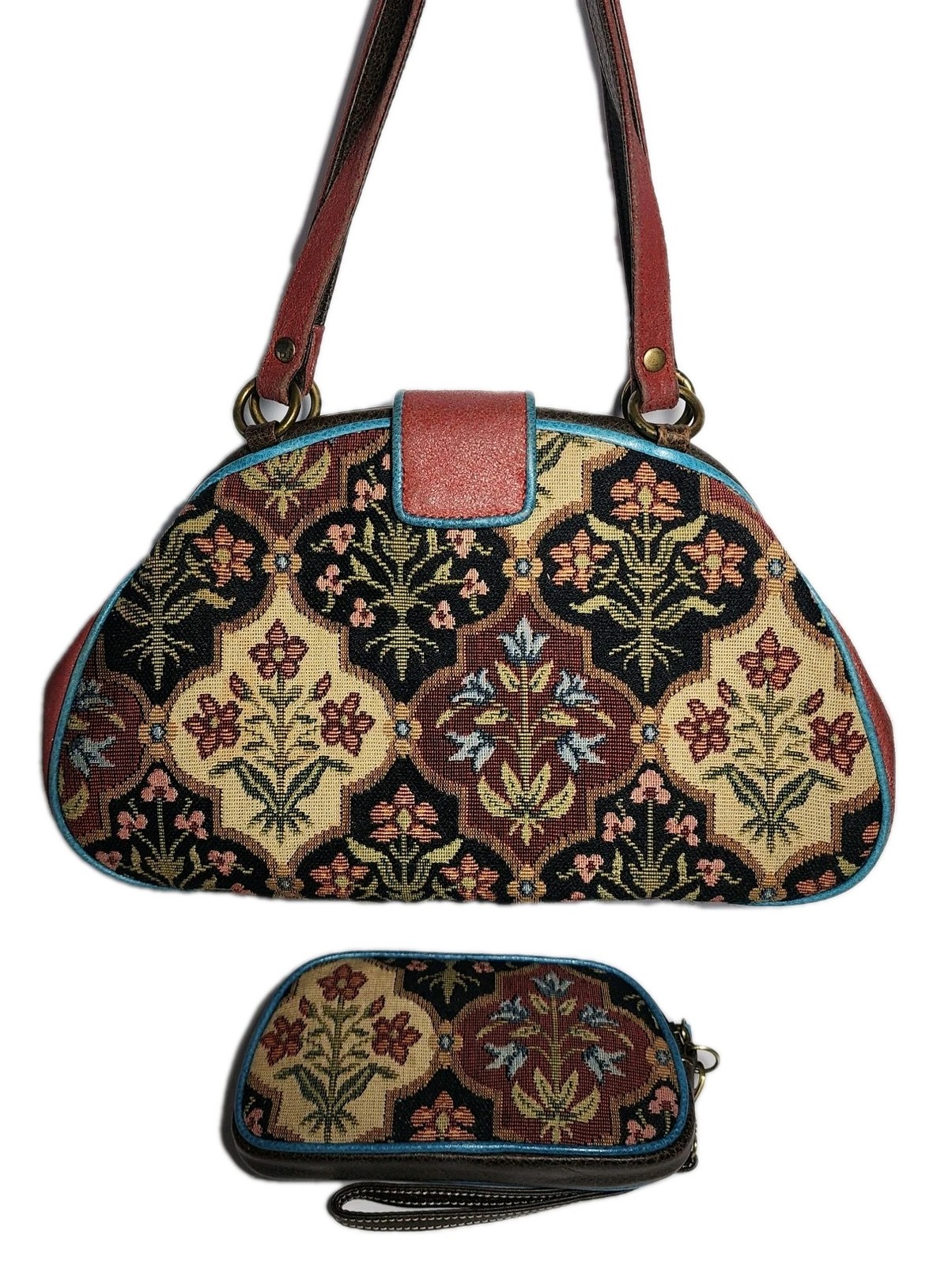 ISABELLA FIORE SWEDISH BOUQUET COL HEAVILY HAND BEADED HANDBAG COIN WRISTLET SET