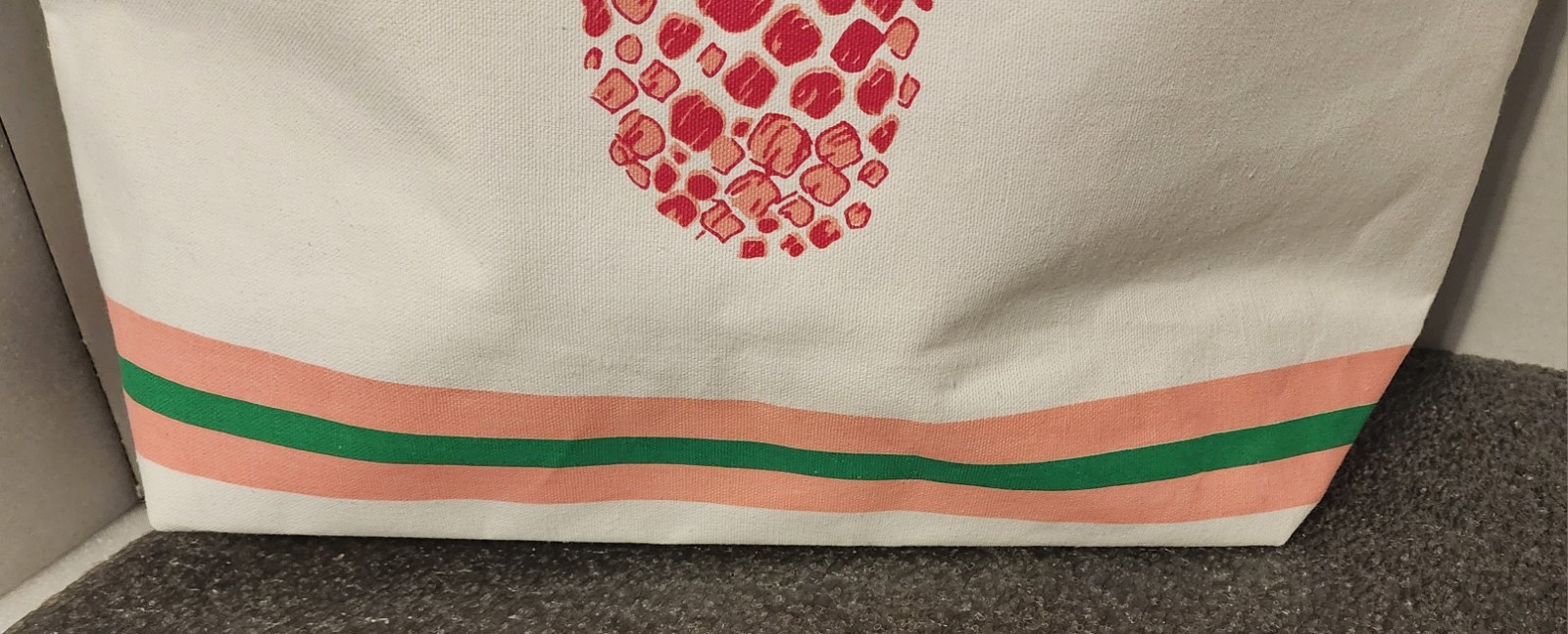 Royal Standard White Cotton Beach Bag with Pineapple Print & Canvas Handles