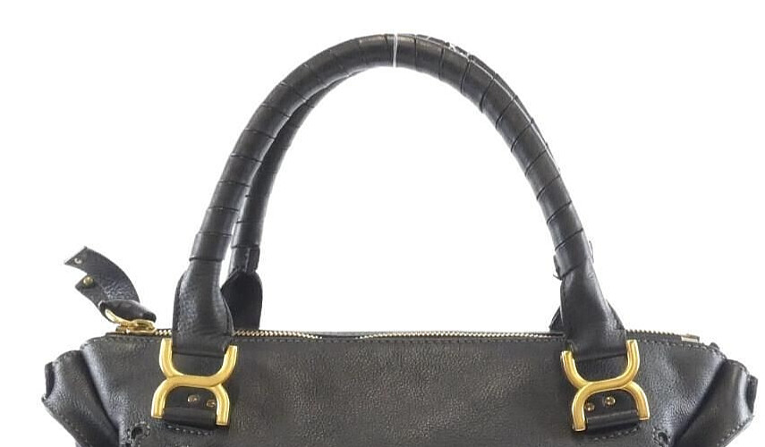 Authentic Chloe Marcie Handbag 2WAY Shoulder Bag Black Leather Genuine Women