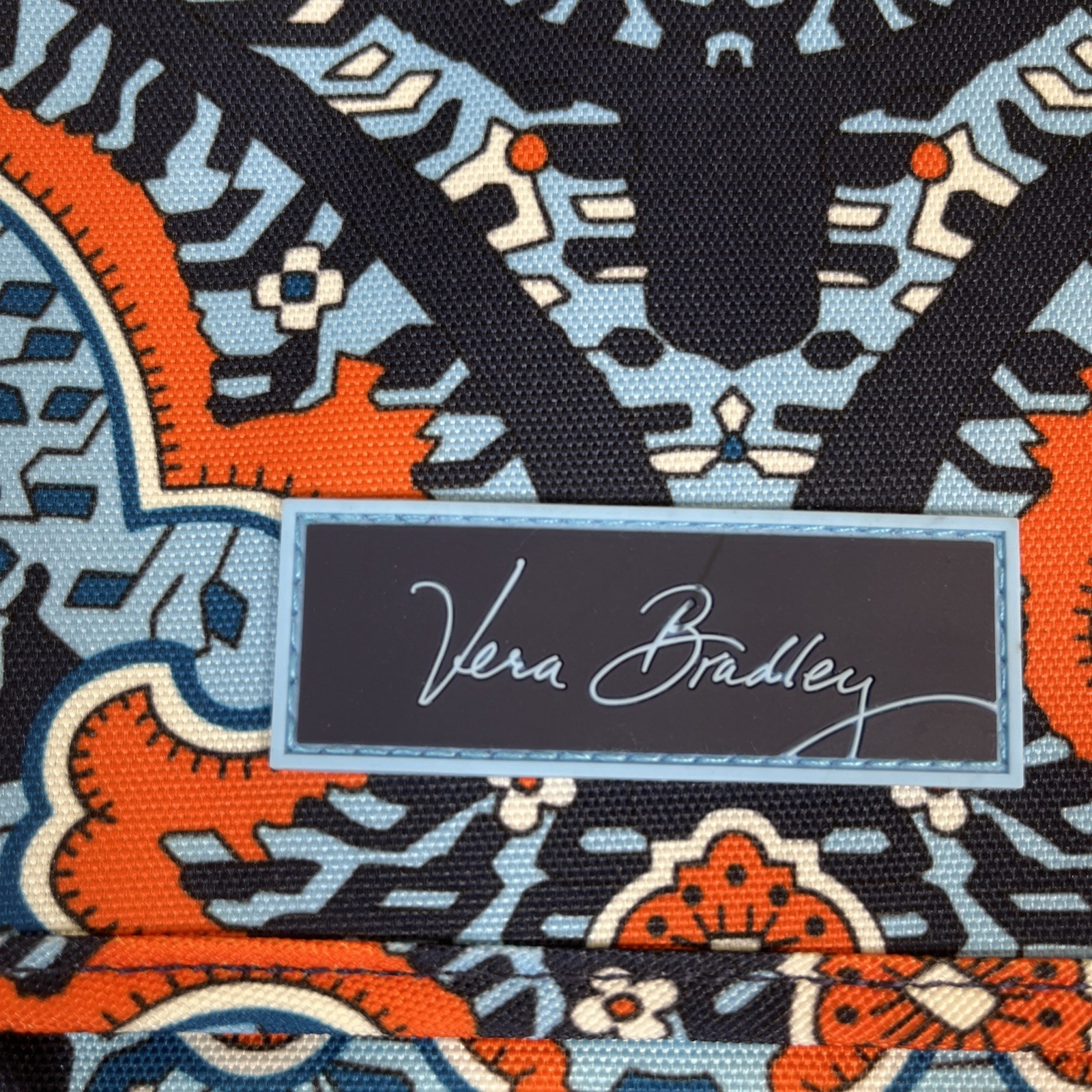 Vera Bradley Essential Nylon Messenger Navy Blue Orange Crossbody Shoulder Bag