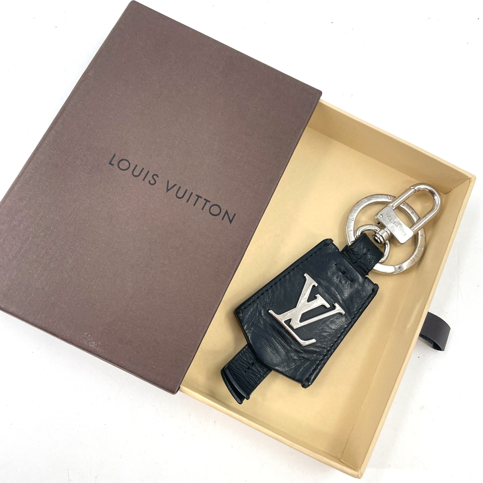 Auth LOUIS VUITTON Clochette Key Holder Black M68020 Silver Plated SKB470