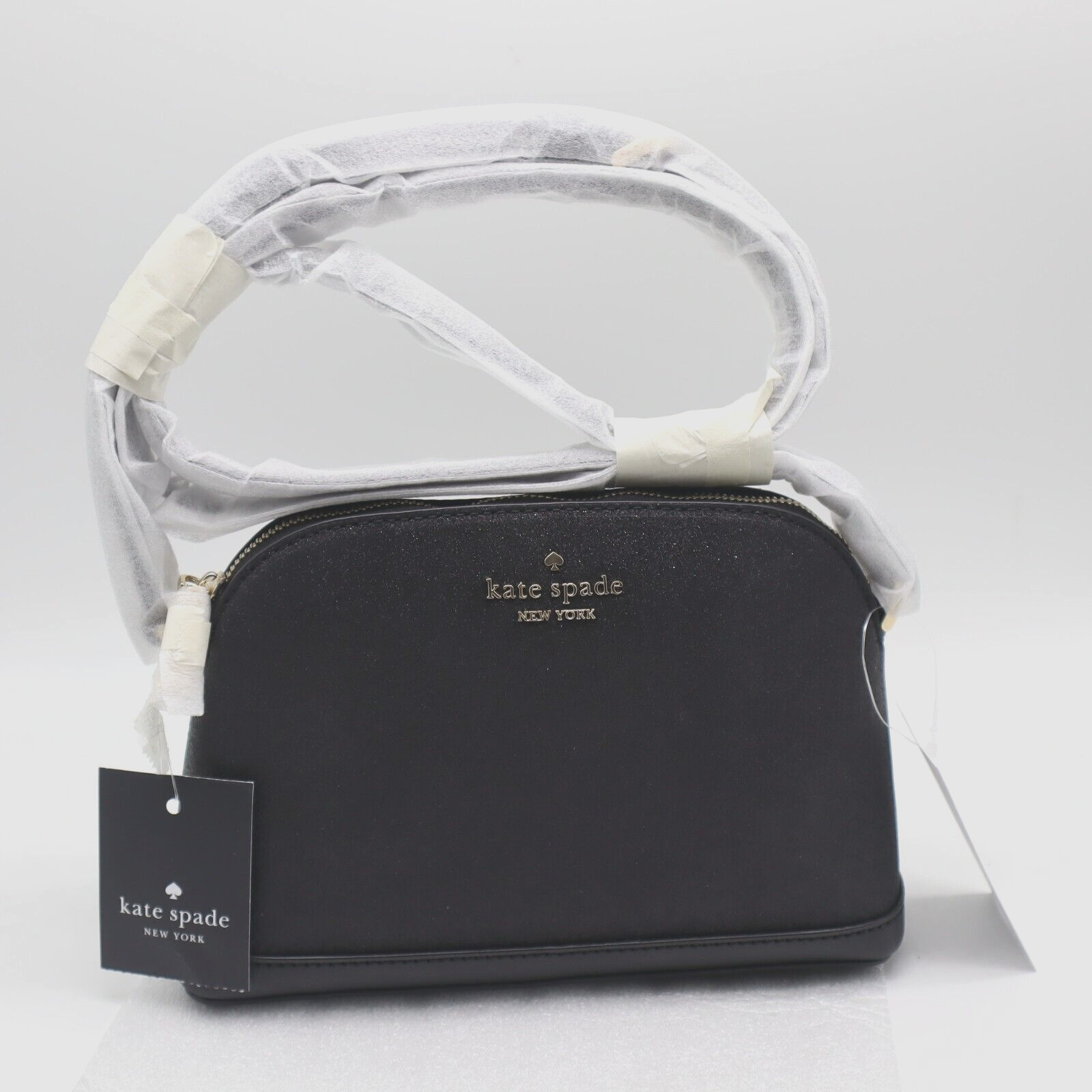 Kate Spade New York Tinsel Small Dome Crossbody in Black Glitter – NEW