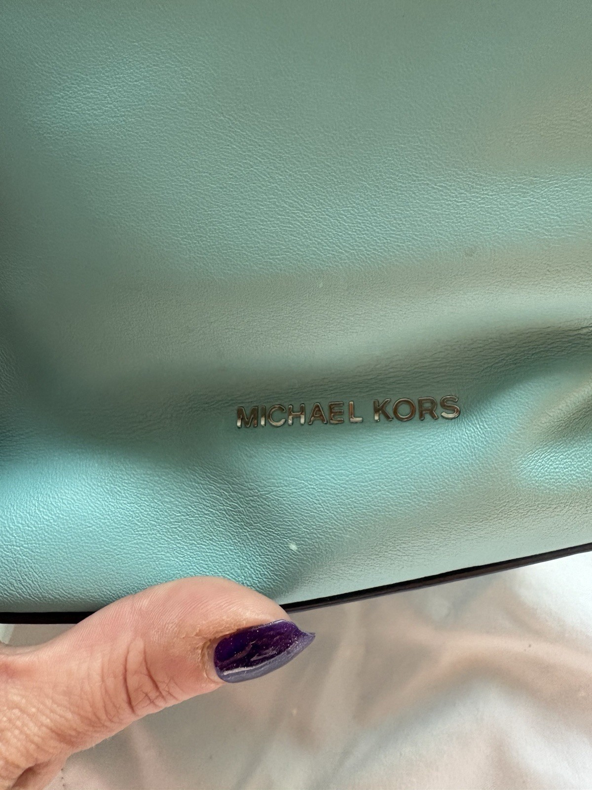 Michael Kors Dottie Bag Blue Teal White W/ Wallet