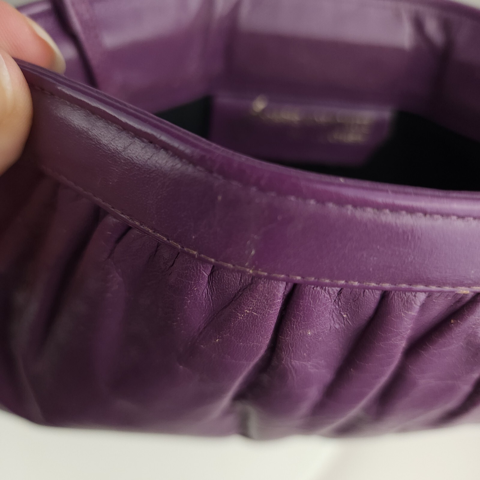 Vintage 70s 80s Morris Moskowitz Handbag Chain Purse Purple Genuine Leather
