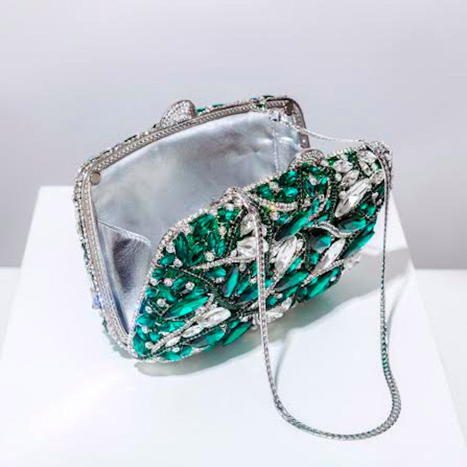Emerald Green Crystal Rhinestone Clutch, Green Diamond Clutch, Glamorous crystal