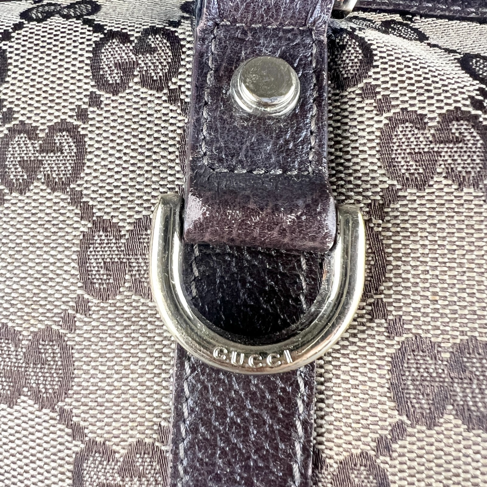 Gucci GG Canvas Tote Bag 141470 Brown Leather Shoulder Bag From Japan Authentic