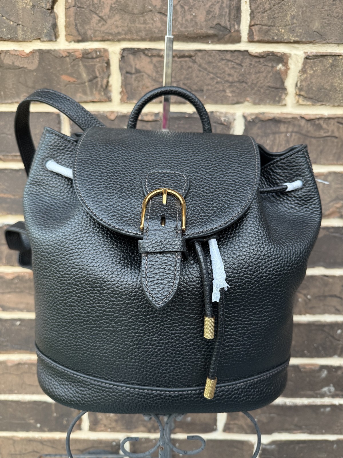 NWT $298 Fossil Everleigh Leather Flap Backpack Black Large