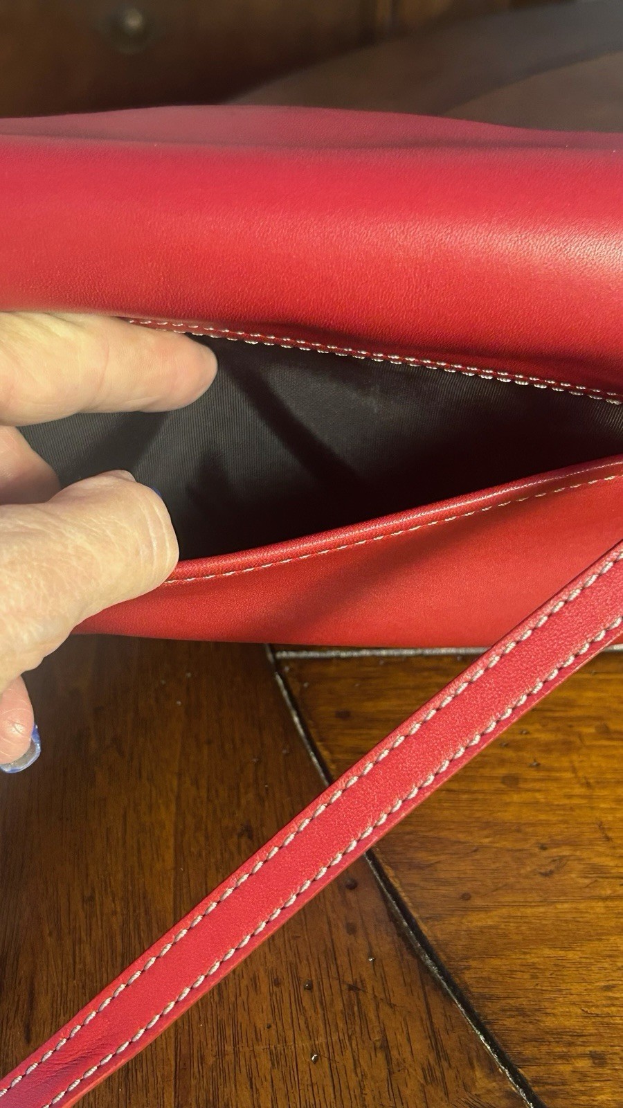 Bandolino Red Leather Envelope Crossbody Clutch Purse Shoulder Bag Vintage