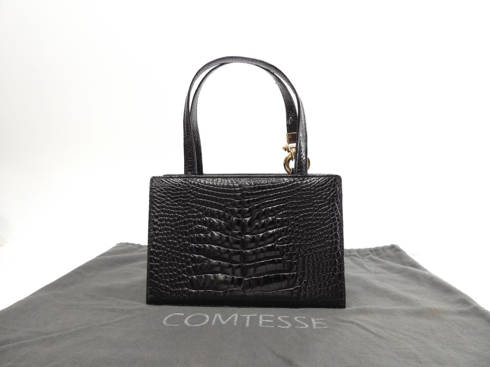 Comtesse Mini Handbag Croco Black Mini Tote 7.8*5.3*3.7 inch