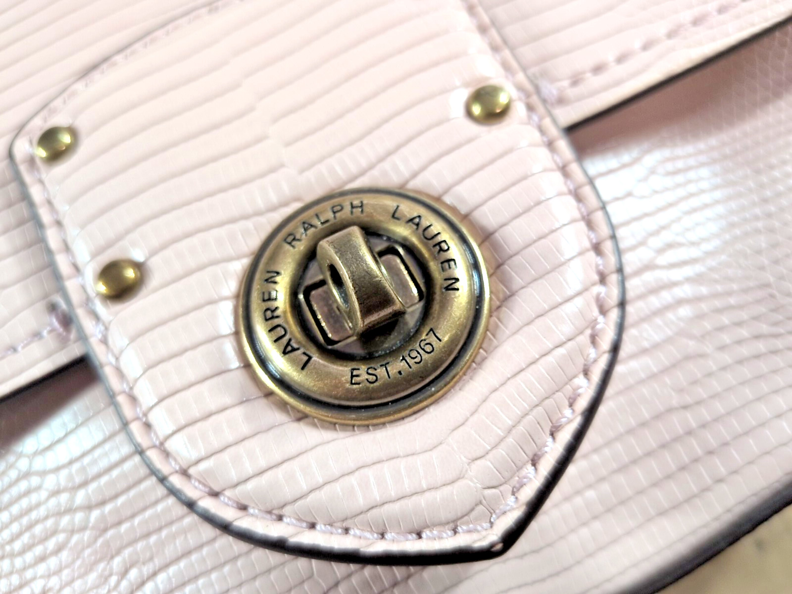 Ralph Lauren Crossbody Bag Millbrook Rose Smoke Designer Purse Faux Lizard Cute