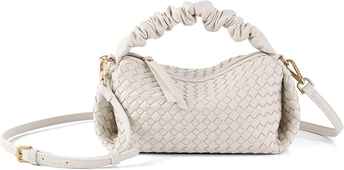 BYKASIST Women’s Small Vegan Leather Tote Bag – Compact Woven Shoulder Purse