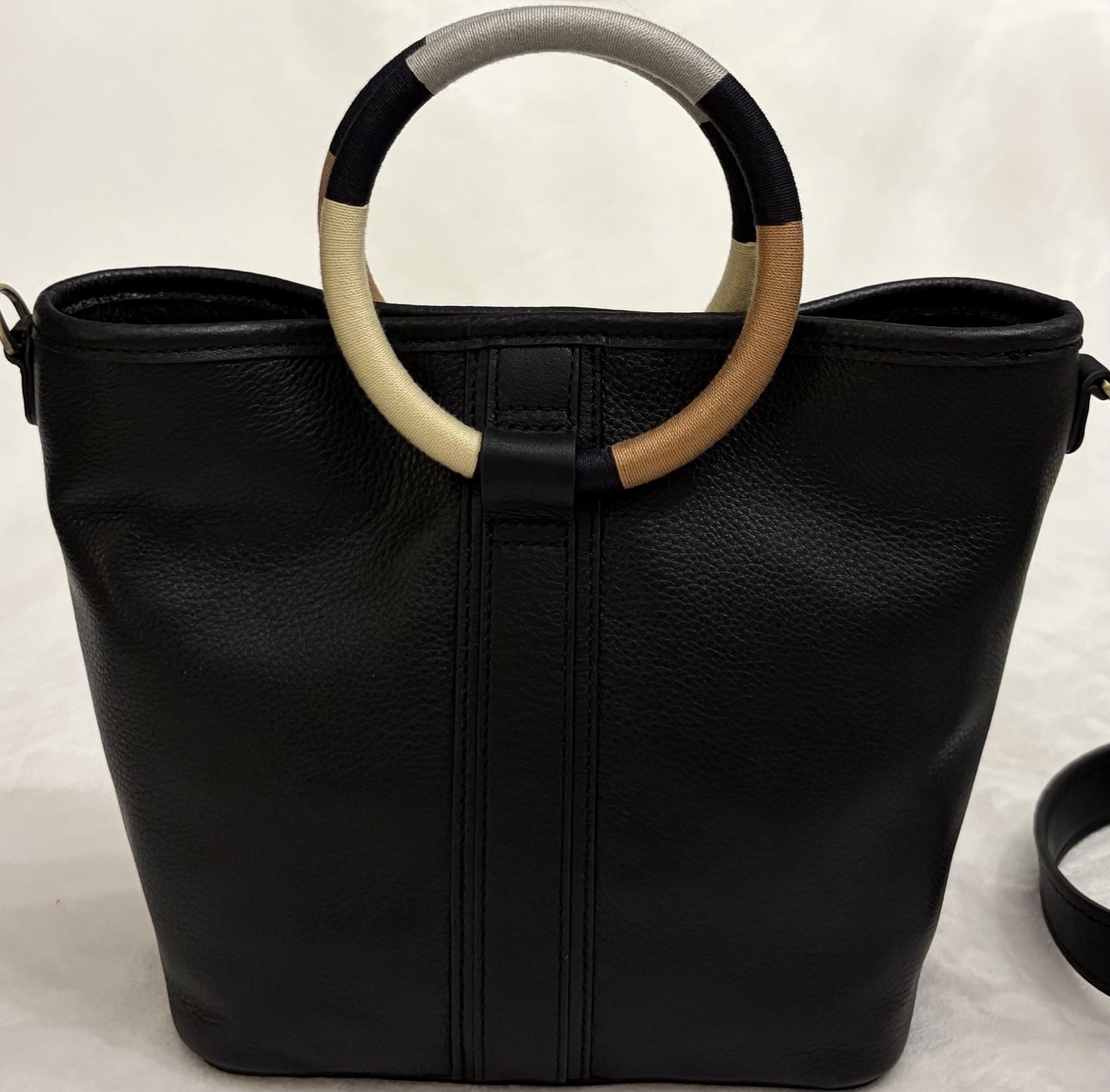 HOBO Luna Small Tote Black Genuine Leather Ring Handle Crossbody NWT $248