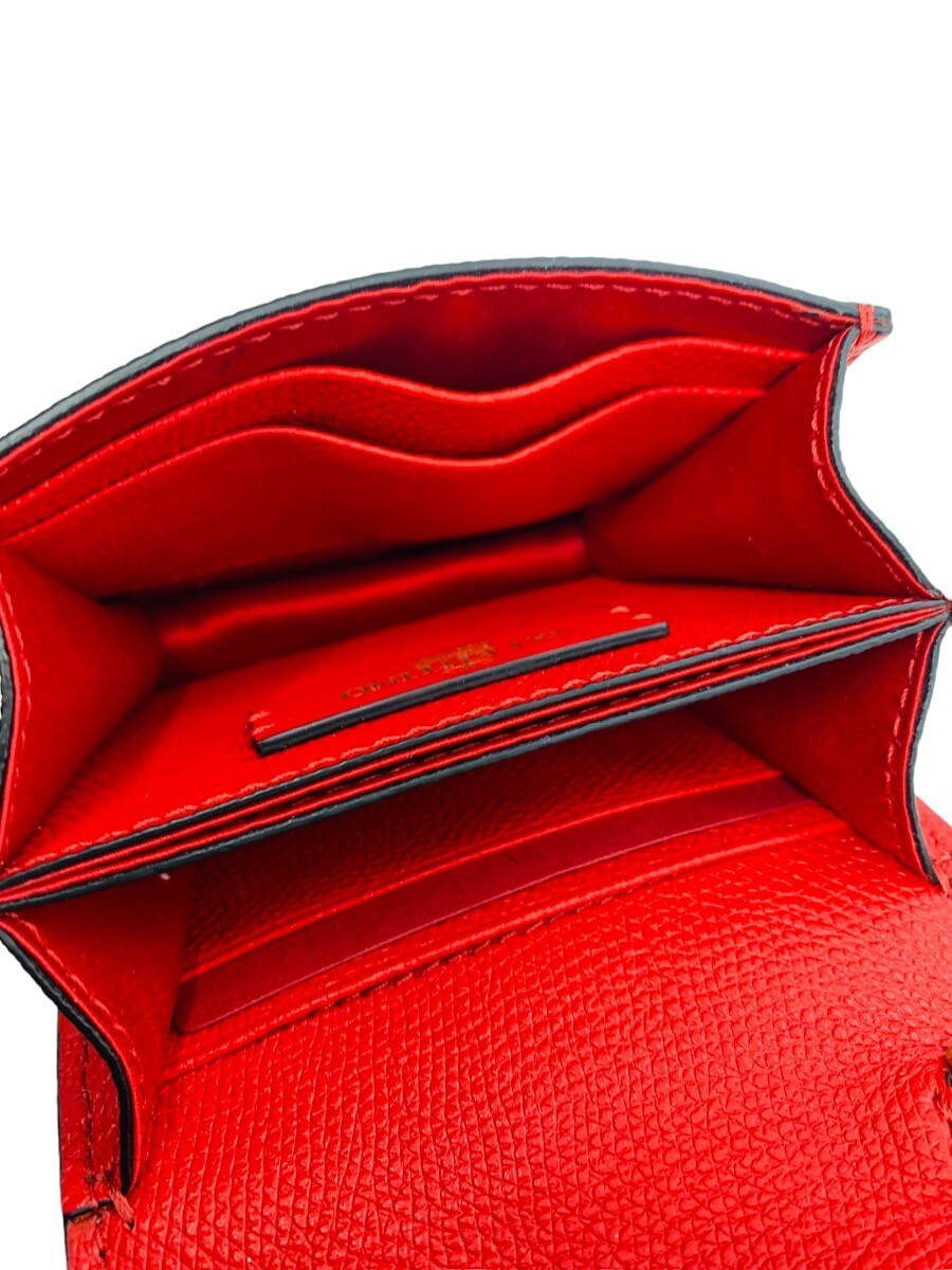 Valentino Garavani VLogo Red Compact Wallet w/ Chain Strap