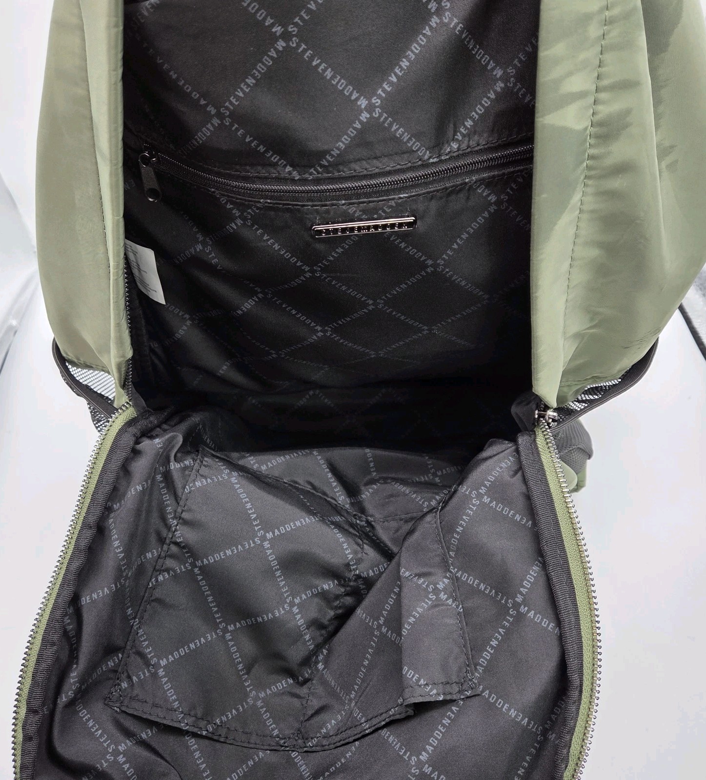 Steve Madden Baris Backpack 8-Pocket Sage Green Polyester w/Scrunch Straps