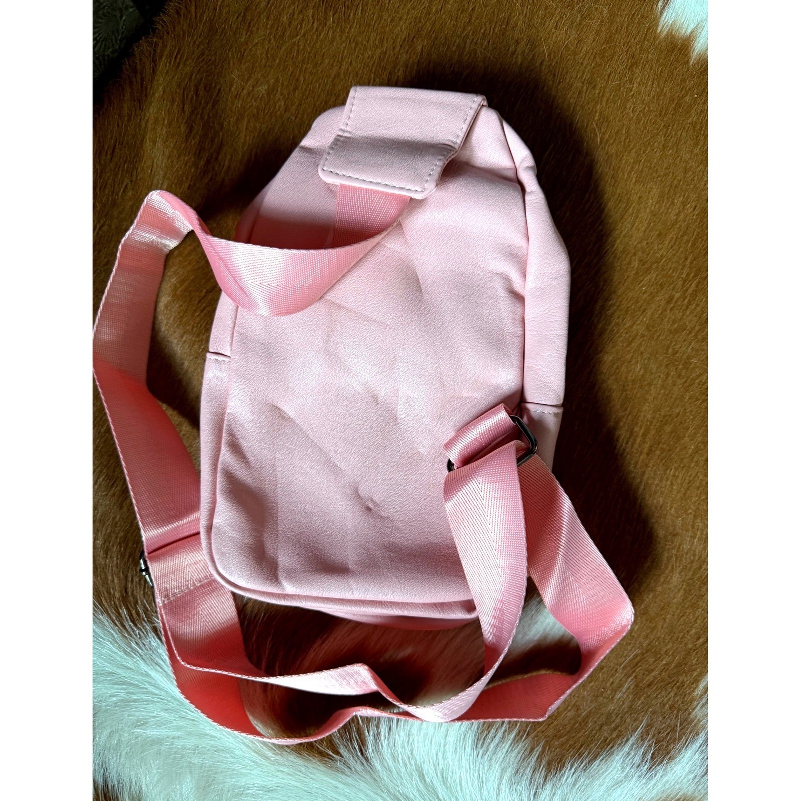 Blush Pink Mini Sling Back Crossbody Bag | Soft Vegan Leather | Silver Hardware