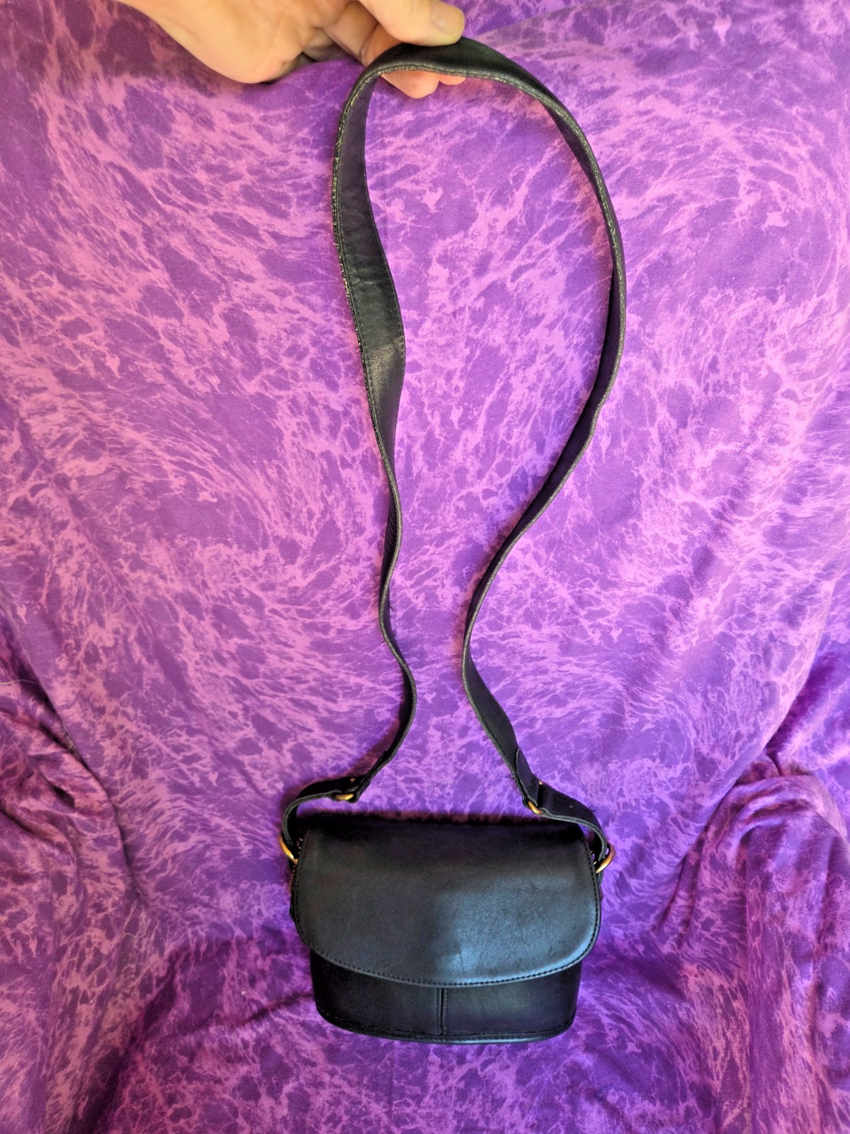 90s Vintage Coach Equestrian Small Flap Crossbody Bag 9801 Black
