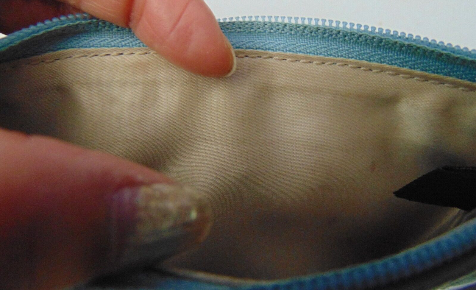 Coach light blue pebble leather 4X6 inch wristlet
