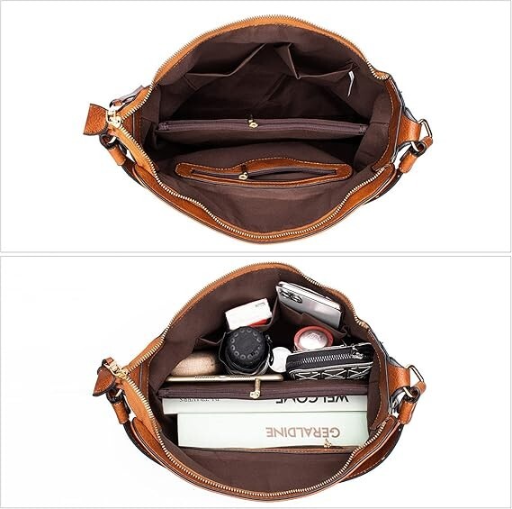 Hobo Bags Women Large Shoulder Bag, Soft Vegan Leather Shoulder Handbag Brown