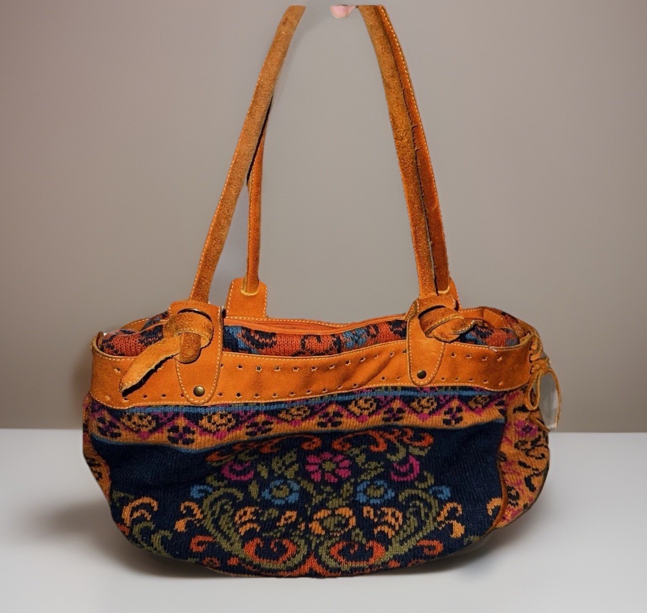RARE Limited Edition Ivco Handbag Mix Leather and Fabric: Wool and Nylon
