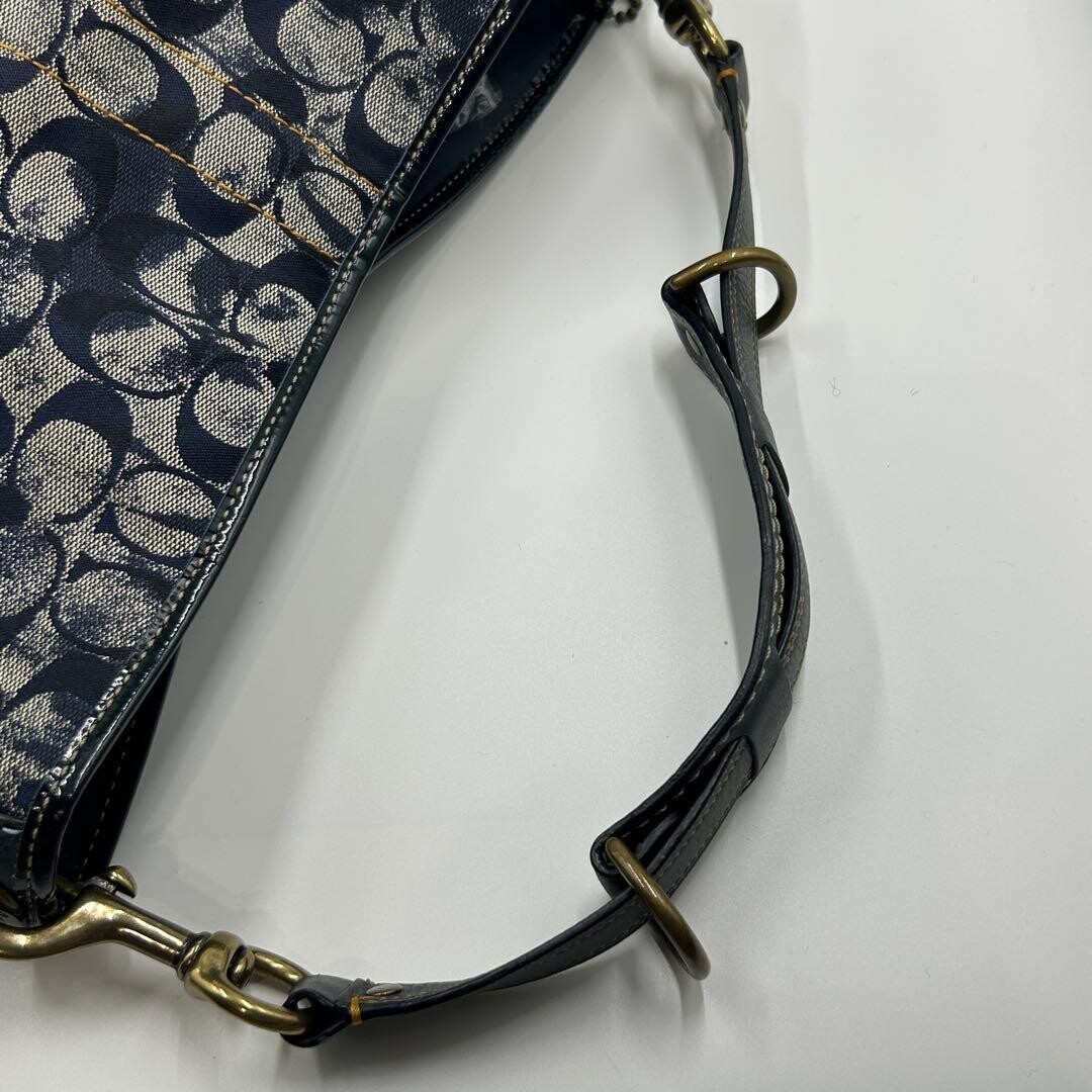 COACH Y2K Denim Tie Dye Signature Hobo Shoulder Bag 2183 Vintage Tassel Zip Navy
