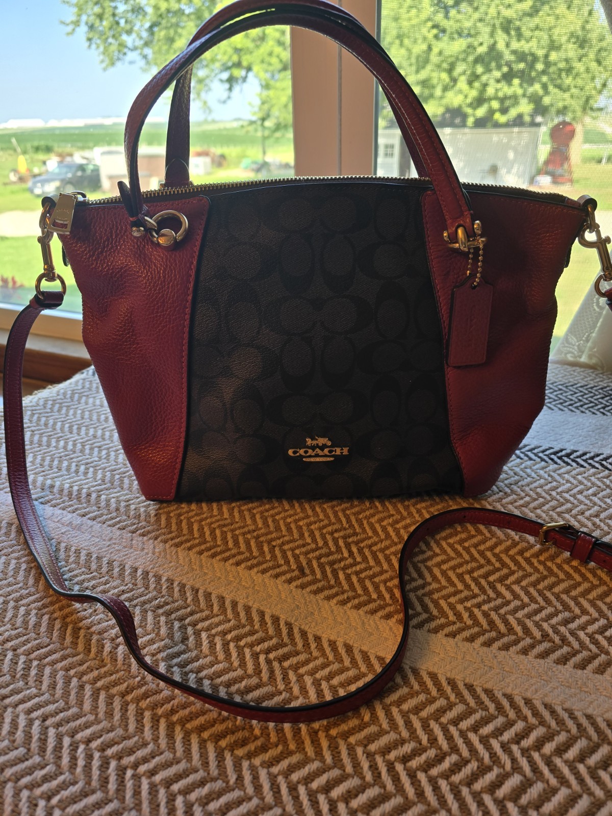 NWT COACH Casey Satchel Signature Canvas Leather Bag In Brown/Redwood C6230