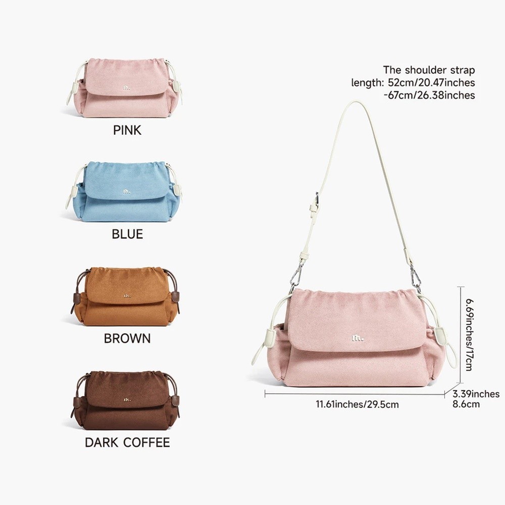 MOSSDOOM Solva Bag PU leather Shoulder Women Simple Korean Fashion Pink