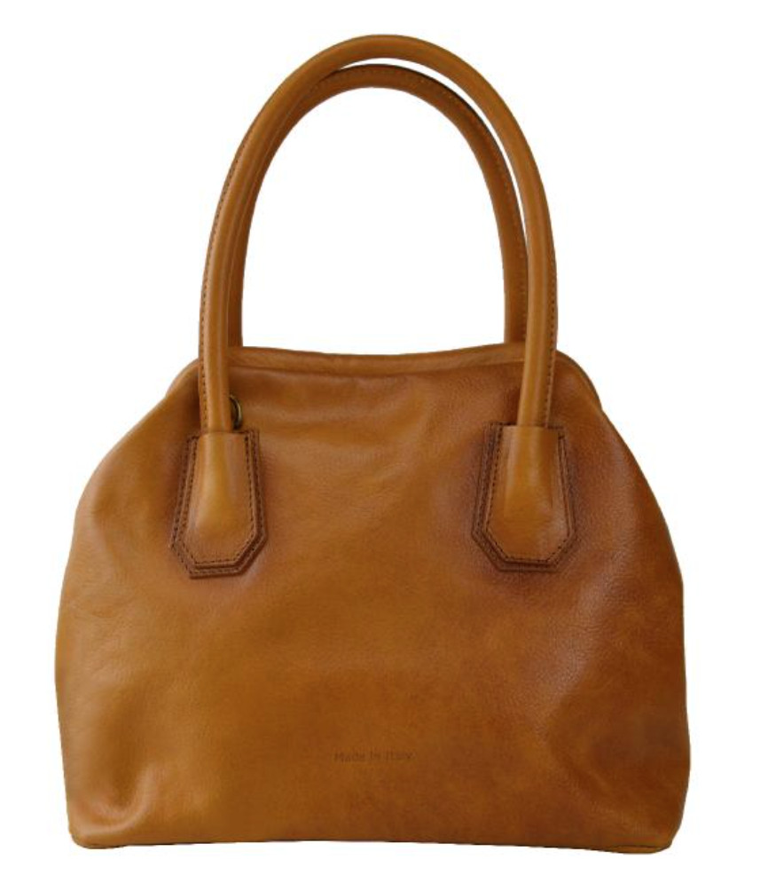 NWT PRATESI FIRENZE MADE IN ITALY LEATHER BOCCACCIO SATCHEL BAG COGNAC