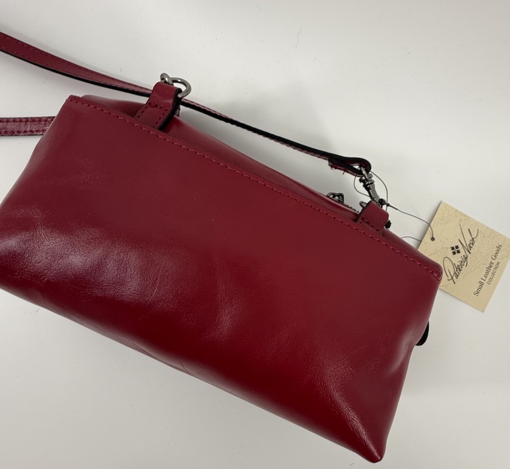 Patricia Nash Joliet Cranberry Leather Crossbody Convertible Clutch Pouch NWT
